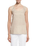 Linen Scoop-Neck Tank, Petite