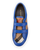 Heacham Check Canvas Sneaker, Blue/Tan, Youth