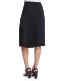 Micro-Pleated A-Line Skirt, Black