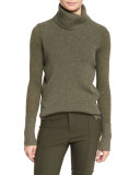 Asa Ribbed Cashmere Turtleneck Sweater, Army