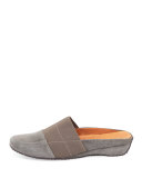 Iso Stretch-Panel Leather Mule, Concrete