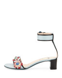 Flowerland Leather Ankle-Wrap Sandal, New Gray