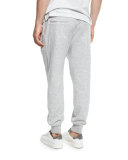 Cashmere-Blend Banded Jogger Pants, Light Gray