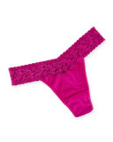 Original-Rise Organic Cotton Lace Thong, Boysenberry