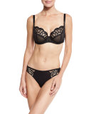 Roxane Mesh-Inset Bikini Briefs, Black
