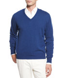 Baby Cashmere V-Neck Sweater, Indigo
