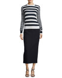 Jasper Lace-Up Scuba Pencil Midi Skirt 