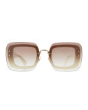 Oversize Square Sunglasses w/ Overlay Lenses