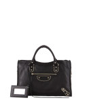 Metallic Edge Classic City Bag, Black