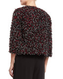 Polka-Dot Ribbon-Tweed Jacket, Caviar/Multi