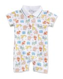Born to Run Animal Printed Collared Shortall, Yellow, Size 3-18 Months