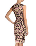 Jaguar-Print Punto Milano Dress, Pink