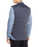 Quilted Nylon-Blend Down Vest, Gray