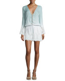 Kris Lace-Up Ombre Romper, Seafoam Ombre