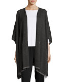 Plaited Peruvian Cotton Poncho, Charcoal