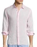 Morton Long-Sleeve Linen Shirt, Pink