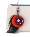 Monster Fur Charm w/Beak, Orange Multi