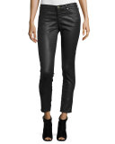 Vintage Leatherette Ankle Leggings, Dark Bordeaux Brown