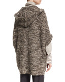 Paillette Ribbed Hooded Poncho, Moss