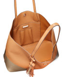 Perry Colorblock Leather Tote Bag, Bark/Gold