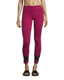 Crop X-Marked Mesh Legging, Merlot