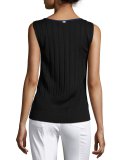 Engineered Rib-Knit Scoop-Neck Shell, Caviar/Azzurine