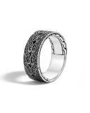 Men's Classic Chain Black Lava Sapphire Band Ring