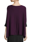 Cashmere Boxy Top w/ Leather Trim 