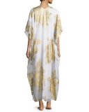 Metallic Floral-Print Lined Boubou/Caftan