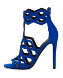Elena Strappy Cutout Sandal, Medium Blue 