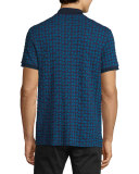 Textured Triangle-Stamped Short-Sleeve Polo Shirt, Purple