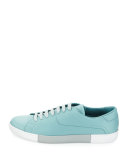 Leather Low-Top Tennis Sneaker, Blue