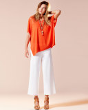 V-Neck Boxy Linen-Blend Sweater, Petite 