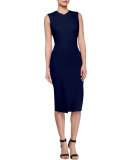 Studded Open-Back Bias-Slit Sheath Dress