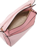 Puzzle Colorblock Leather Satchel Bag, Pink/Multi