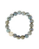 Labradorite Bead Bracelet w/ 14K Gold Diamond Sphere Bead