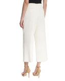 Billie Pleated Crepe Culottes, Ivory