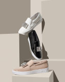Michelle Faux-Patent Jewel Sneaker, Optic White