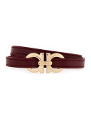 Gancini Leather Wrap Belt, Wine