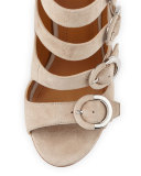 Evie Suede Multi-Buckle Sandal, Sand