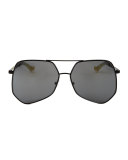 Megalast Oversized Aviator Sunglasses, Black