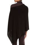 Washable Wool Crepe Jacquard Poncho, Clove