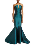 Strapless Fitted Mermaid Gown, Emerald