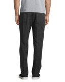 Drawstring Utility Linen Pants, Gray
