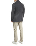 Dot-Print Short-Sleeve Polo Shirt, Midnight