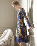 Two-Tone A-Line Lace Dress, Marine Blue