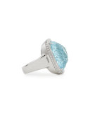 Medium Bouquet Carved Blue Topaz & Diamond Ring