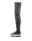 Leather Platform Over-The-Knee Boot, Black