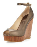Pacific 120mm Peep-Toe Wedge Pump, Light Honey