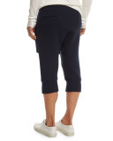 Textured-Knit Cropped Sweatpants, Dark Ink